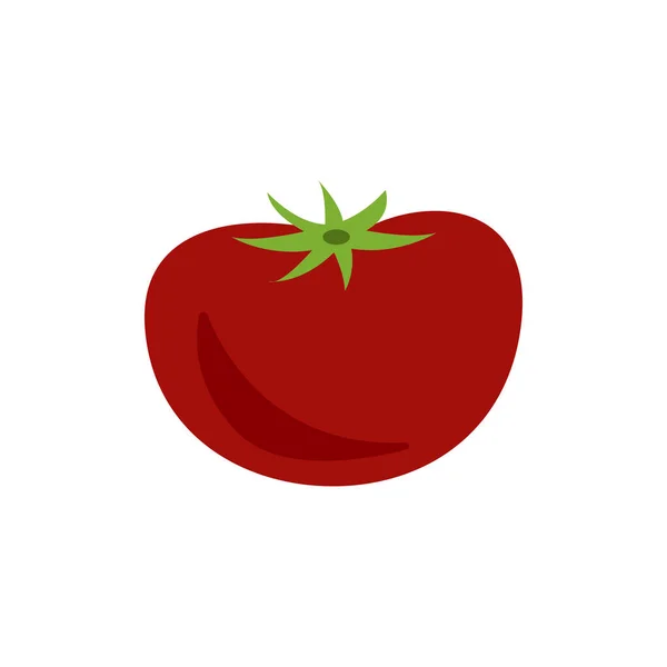 Tomat merah datar gaya pada latar belakang putih. Ilustrasi vektor. - Stok Vektor