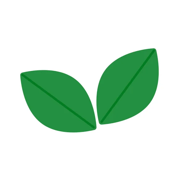 Deux feuilles vertes. De petit buisson. Eco symbole — Image vectorielle
