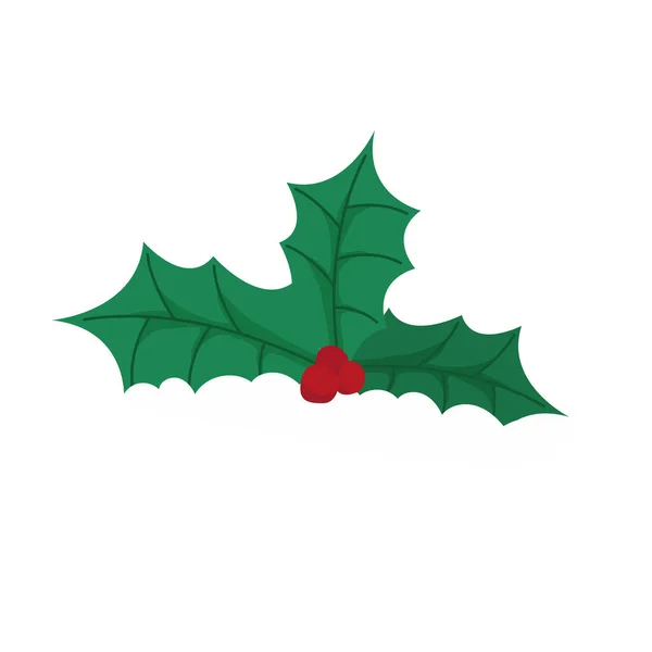 Icono de trama de bayas Holly. Feliz símbolo de Navidad. Bayas rojas de muérdago con hojas verdes — Archivo Imágenes Vectoriales