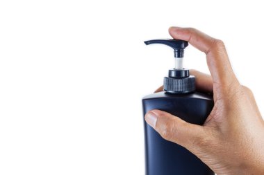 Mavi losyonu şişesi itmek