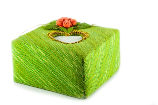 Caja verde de tejidos — Foto de Stock