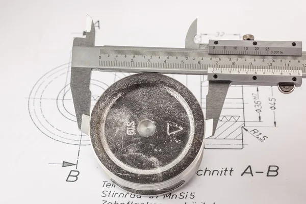 Vernier Caliper measure  piston — Stock Photo, Image