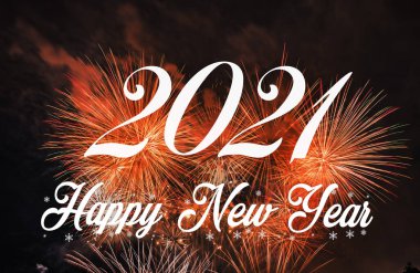 Havai fişek geçmişi olan mutlu yıllar 2021. Yeni Yıl Kutlaması 2021