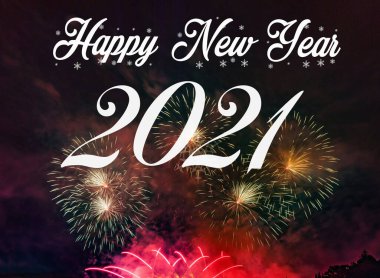 Havai fişek geçmişi olan mutlu yıllar 2021. Yeni Yıl Kutlaması 2021