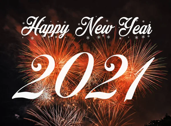 Gelukkig Nieuwjaar 2021 Met Vuurwerk Achtergrond Viering Nieuwjaar 2021 — Stockfoto