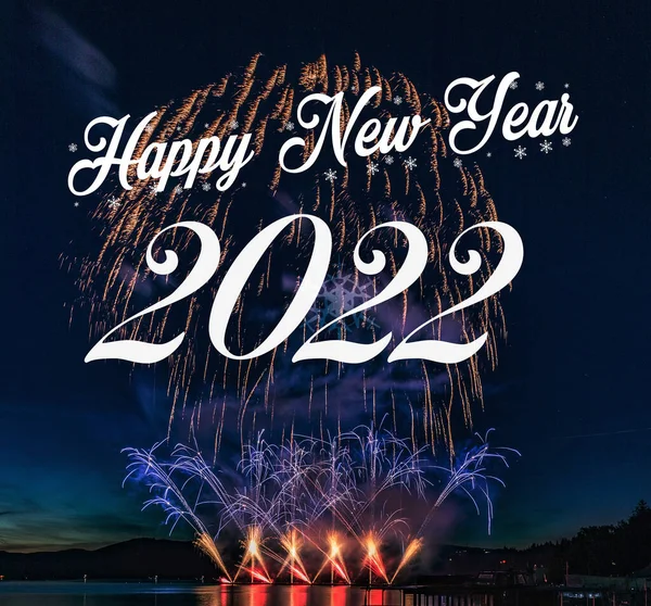 Gelukkig Nieuwjaar 2022 Met Vuurwerk Achtergrond Viering Nieuwjaar 2022 — Stockfoto