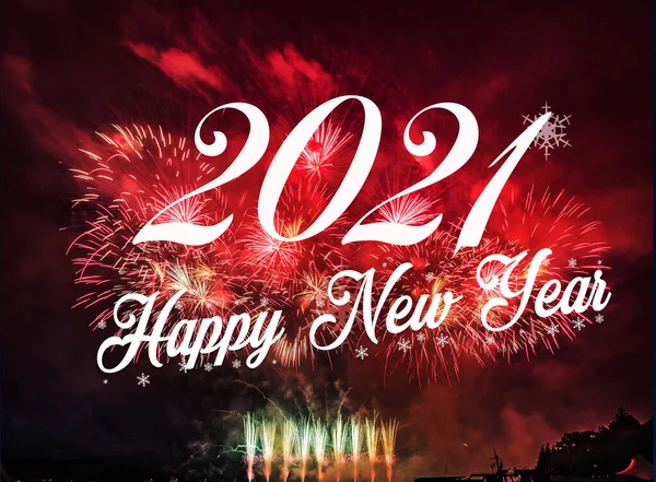 Feliz Ano Novo 2021 Com Fundo Fogos Artifício Celebração Ano Imagens Royalty-Free