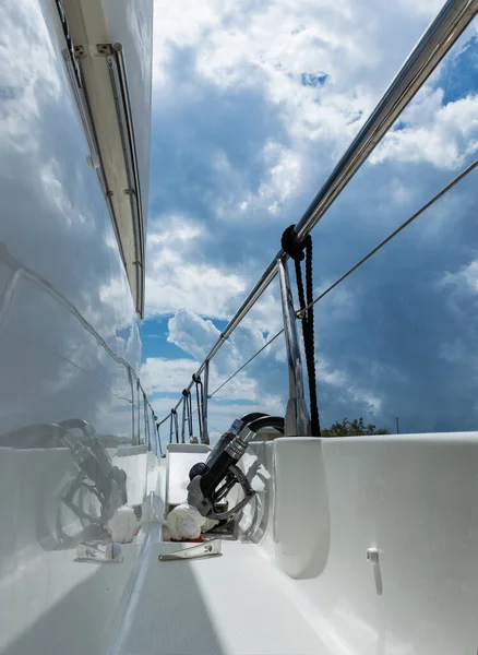 Refueling Yacht Refueling Pistol Close View Safe Refueling Private Chartered — Stock Photo, Image