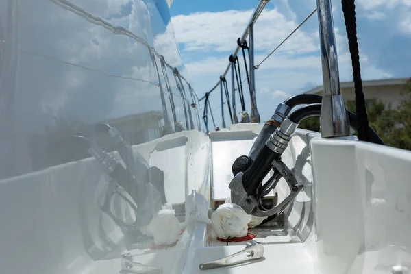 Refueling Yacht Refueling Pistol Close View Safe Refueling Private Chartered Stock Image