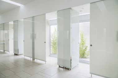 Modern banyo iç mermer cam kapı ve pencere.