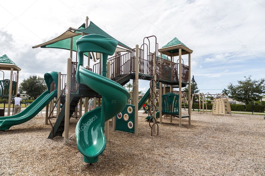 playground with slides and climbing frame