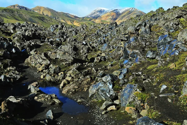 Renkli dağların manzara, Landmannalaugar lav alanı, Icelan — Stok fotoğraf