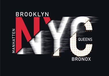 New York, Brooklyn konulu vektör illüstrasyonu. Stylize Amerikan bayrağı. Tipografi, tişört grafikleri, poster, baskı, afiş, broşür, kartpostal. New York şehri tipografisi, tişört grafikleri, tişört tasarımı için grunge tipografisi.