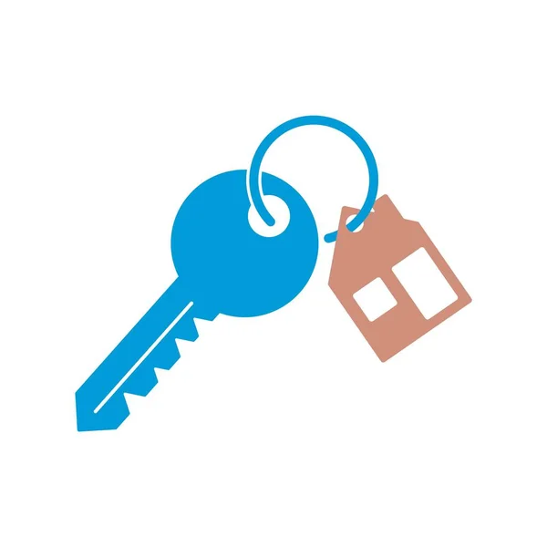 有两把钥匙的家庭钥匙链 蓝色键与小饰物图标 — 图库矢量图片