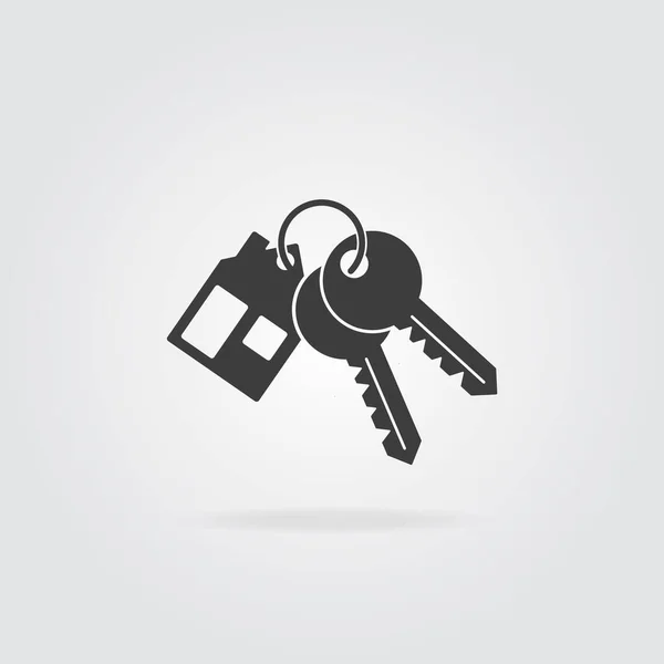 Llavero Casa Con Dos Llaves Hipoteca Alquiler Icono Concepto Casa — Vector de stock