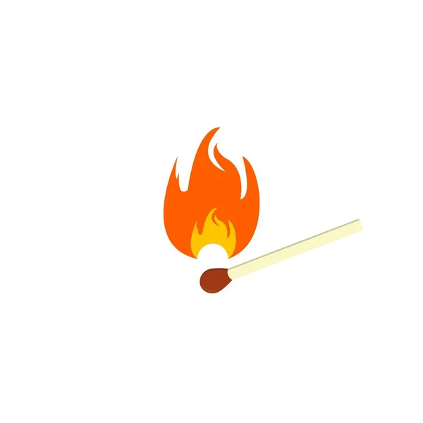 Egyszerű Gyufa Ikon Égő Biztonsági Gyufa Tűz Láng Vektor — Stock Vector