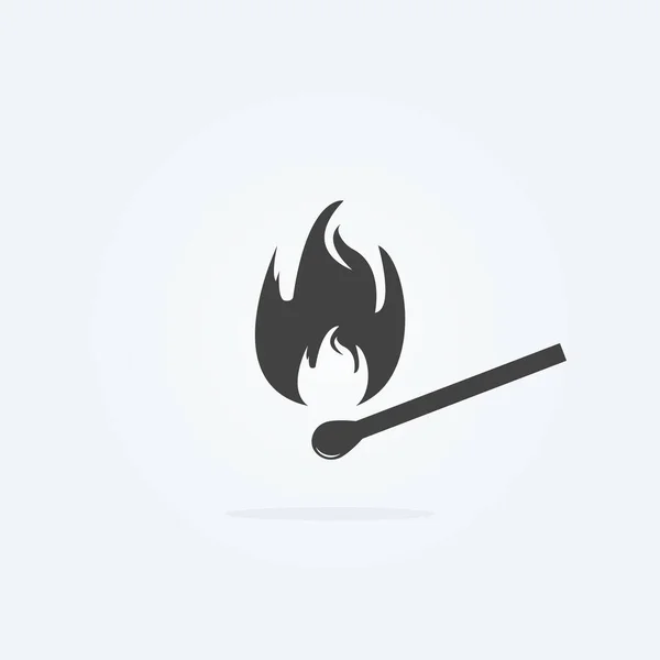 Biztonság Mintaképe Tűz Fény Lángok Gyufa Ikon Elégetése Szürke Háttérrel — Stock Vector