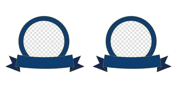 Встановіть Блакитну Порожню Рамку Кола Стрічкою Прозорий Фон Символ Винагороди — стоковий вектор