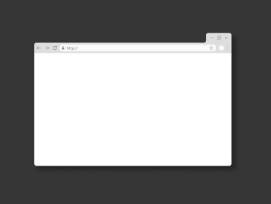 İnternet tarayıcı penceresinin gerçekçi bir şablonu. Boş tarayıcı sayfası. Web sitesinin beyaz maketi. Vektör
