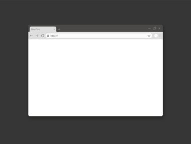 Boş web tarayıcı sayfası şablonu. Basit boş bir web sitesi penceresi. Bar adresini ara. Vektör