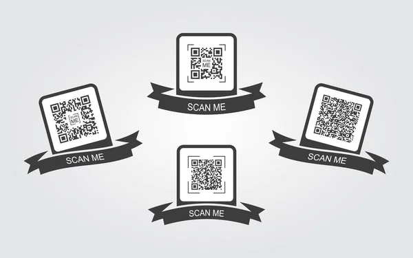 Koleksiyon yaratıcı kavram qr kod simgesi. Beni tara. QR kodu için kurdeleyle çerçevele. Vektör