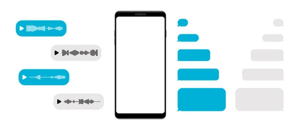 テンプレート空白のメッセンジャーチャットや音声メッセージとモックアップスマートフォン 携帯電話の空の画面 ベクトル — ストックベクタ