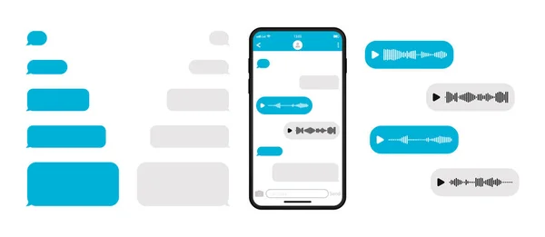 Mockup Smartphone Dengan Template Messenger Chat Kosong Pesan Suara Dan - Stok Vektor