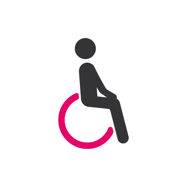 Disabili Sedia Rotelle Icona Handicap Invalido Sedia Rotelle Rosa Cartello — Vettoriale Stock