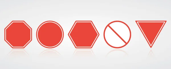 Zatrzymaj Czerwony Znak Pusty Zakazany Zestaw Ikon Różne Kształty Znaków — Wektor stockowy