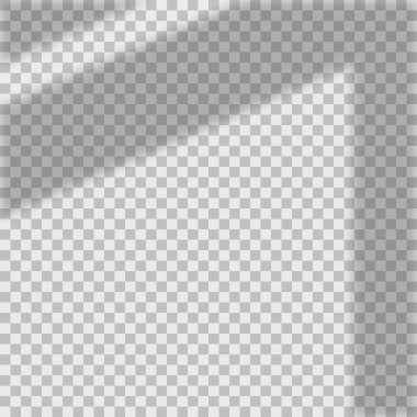 Pencereden gölgelenen şeffaf bir arkaplan. Güneş ışığı ve gölgesi olan bir duvar modeli. Vektör