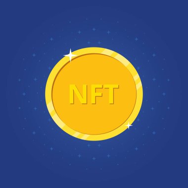 Kripto sanatı. Nft altın para ikonu. NFT ödenmez jeton. Yenilenemez jeton. Vektör illüstrasyonu