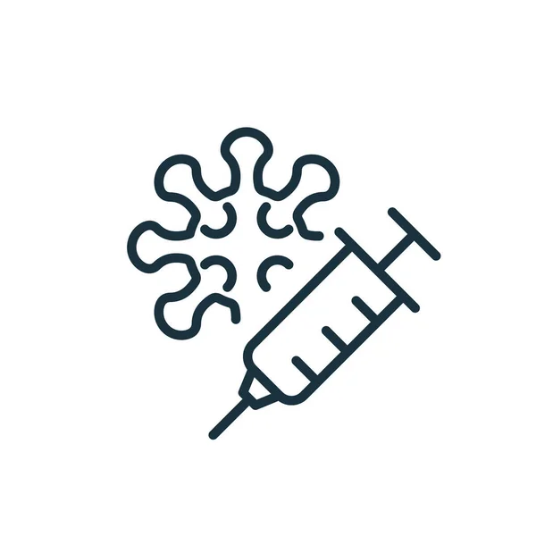 Coronavirus Vaccine line icon. Syringe with Coronavirus Bacterium. Vaccine against Covid. Coronavirus outbreak. Prevention of Viral Diseases. Editable stroke. Vector illustration — Stock Vector