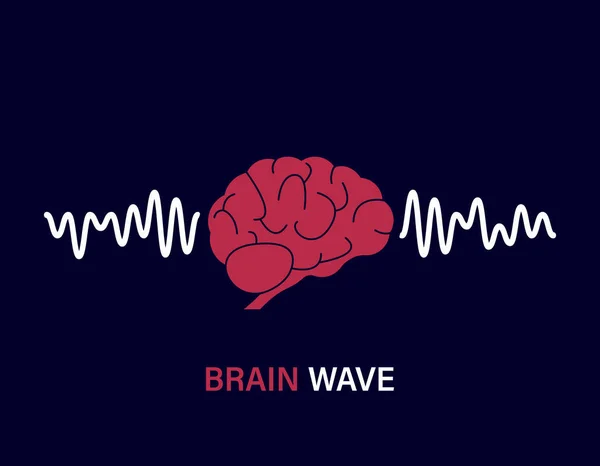 Human Brain Waves. Brain Activity Wave concept. Pink Mind with Mental Wave. Isolated blue background. Vector illustration — 图库矢量图片