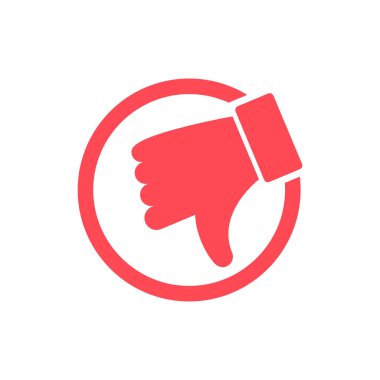 Kırmızı Başparmak Aşağı Simgesi beyaz arkaplanda izole edildi. Button 'dan nefret ediyorum. Sosyal Medya Simgesi. Vektör illüstrasyonu