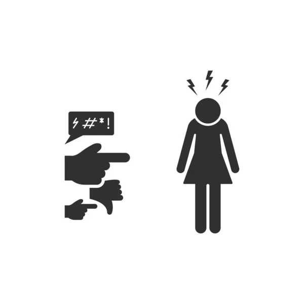 Social Bullying Icon. Harassment, Social Abuse and Domestic Violence Silhouette pictogram. Group Bullying Icon. Verbal and Physical Children Abuse. Vector illustration — Stock Vector