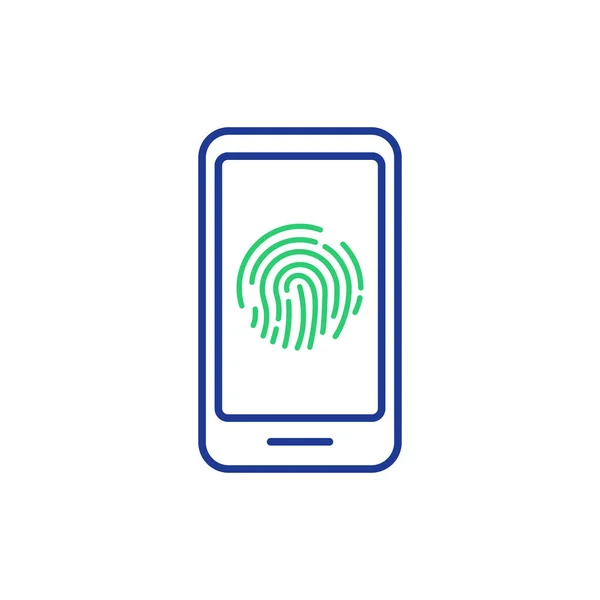 Finger Scan Access Icon auf dem Handy. Fingerabdruck-Scannen auf dem Bildschirm. Fingerabdruck-Authentifizierung auf dem Smartphone. Identifizierung und Verifizierung von Sicherheit. Vektorillustration — Stockvektor