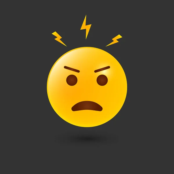 Angry Emoji Icon. Negative Thinking and Attitude. Angry Emotion and Reaction of Yellow Emoji. Bad Behavior and Mad Face. Customer Feedback. Unhappy Client icon. Vector illustration