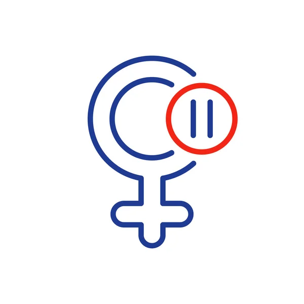 Menopause Line Icon. Symbol der Wechseljahre. Weibliches Gender Line Icon mit Menstruationspause. Flacher Icon Style. Essbarer Schlaganfall. Vektorillustration — Stockvektor