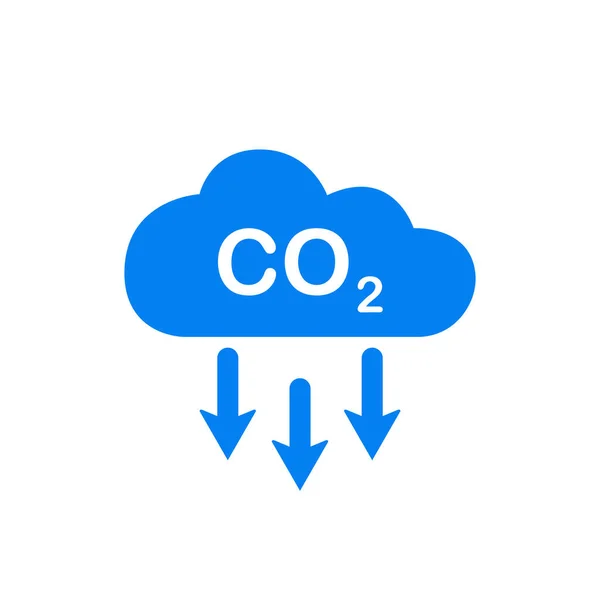 CO2-icoon. Emissiereductie van koolstofgas. Blauwe wolk van CO2 gas. Verminder vervuiling Ikoon. Koolstofdioxide-emissies. Vectorillustratie — Stockvector