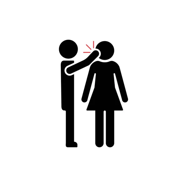 Spousal Abuse Icon. Domestic Family Violence and Discrimination Woman. Humiliation, Conflict, Quarrel and Hate concept. Vector illustration — Stock Vector