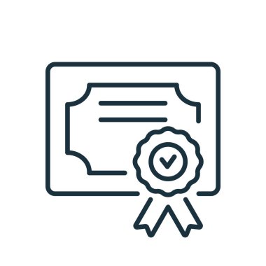Diploma Çizgisi Simgesi. Rozet Doğrusal Simgesi sertifikası düz stil. Kazanan Madalya Taslak Pictogram. Ödül, Grant, diploma. Düzenlenebilir felç. Vektör illüstrasyonu