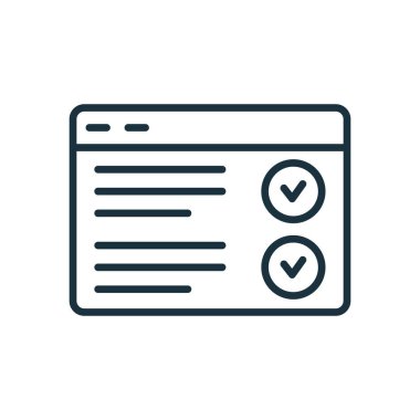 Web Tarayıcı Hattı Simgesi. Çevrimiçi Sınav, Test, Anket ya da Kontrol Listesi. İnternet Çevrimiçi Araştırma Hattı Simgesi. Çevrimiçi Eğitim ve Eğitim konsepti. Düzenlenebilir felç. Vektör illüstrasyonu