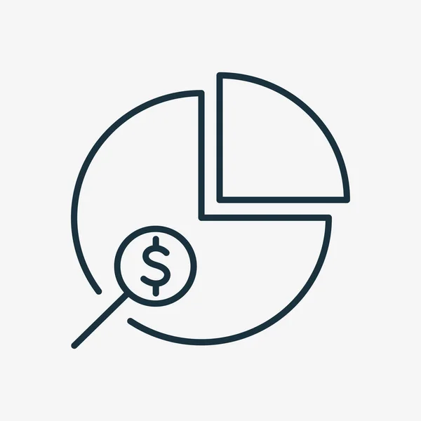 Business and Finance Analysis Line Icon. Diagram Chart, Dollar Symbol, Magnifying Linear Icon. Analyzing of Statistics Chart. Economy concept. Editable stroke. Vector illustration — 스톡 벡터