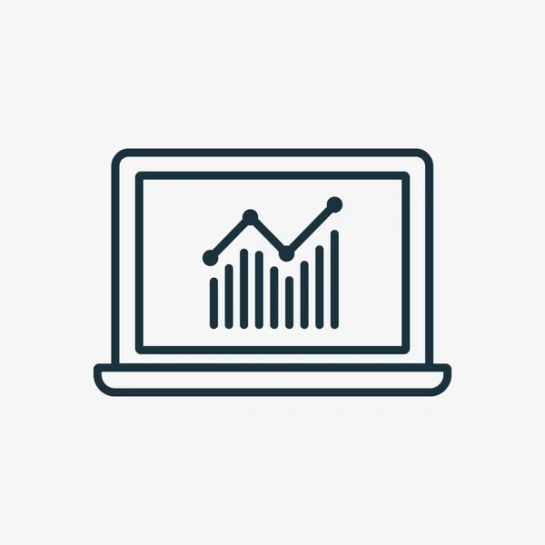 Graphique graphique du marché des actions sur écran d'ordinateur portable Icône linéaire. Plateforme de trading et concept de bourse de trading. Forex en ligne. Course modifiable. Illustration vectorielle — Image vectorielle