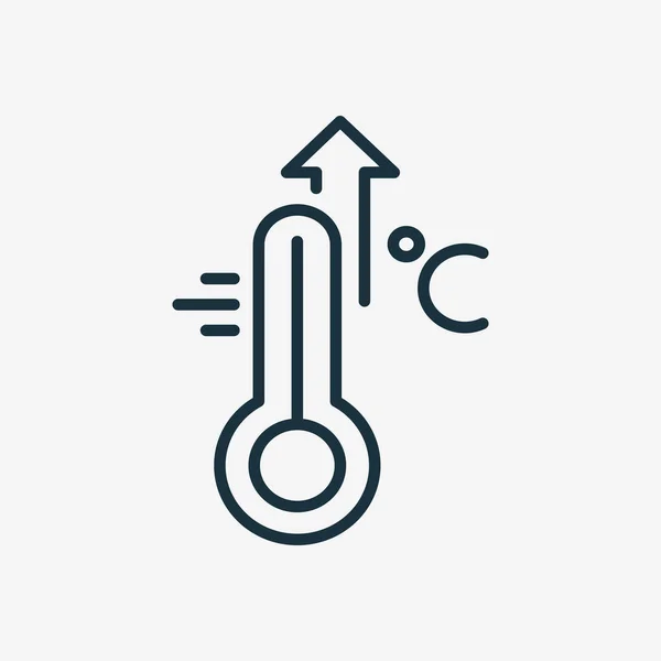 High Temperature Scale Line Icon. Flu, Cold, Virus and Fever Symptoms. Thermometer with Arrow Up Pictogram. Increased Temperature of Human Body Linear Icon. Editable stroke. Vector illustration — Stock Vector