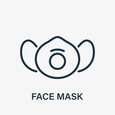 Dust Face Mask Line Icon. Respirator for Protection against Pollution, Dust, Infection, Virus and Allergy. Safety Breathing Respiratory Mask Linear Icon. Editable stroke. Vector illustration