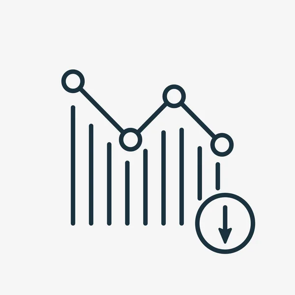 Graphique de réduction Icône linéaire. Diminution de la barre graphique avec flèche vers le bas. Finances et secteur d'activité Icône. Course modifiable. Illustration vectorielle