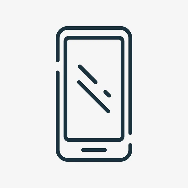 Smartphone Linear Icon. Handy Flat Outline Icon. Handy-Line-Piktogramm. Essbarer Schlaganfall. Vektorillustration — Stockvektor