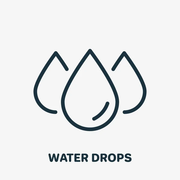 Water Drops Linear Icon. Droplet of Water Line Pictogram. Editable stroke. Vector illustration — Stock Vector