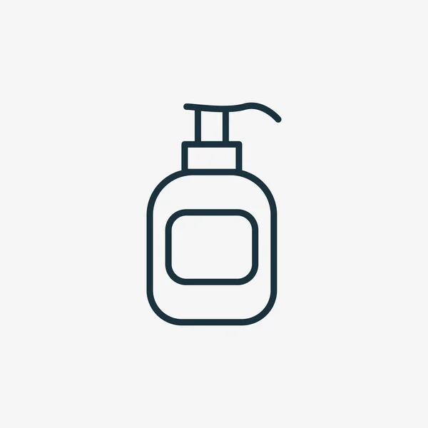 Sanitizer Bottle med Pump Line Ikon. Desinficera Gel för hand tvätta linjär piktogram. Antibakteriell flytande tvål för virus och smutsiga skydd ikonen. Redigerbar Stroke. Isolerad vektorillustration — Stock vektor